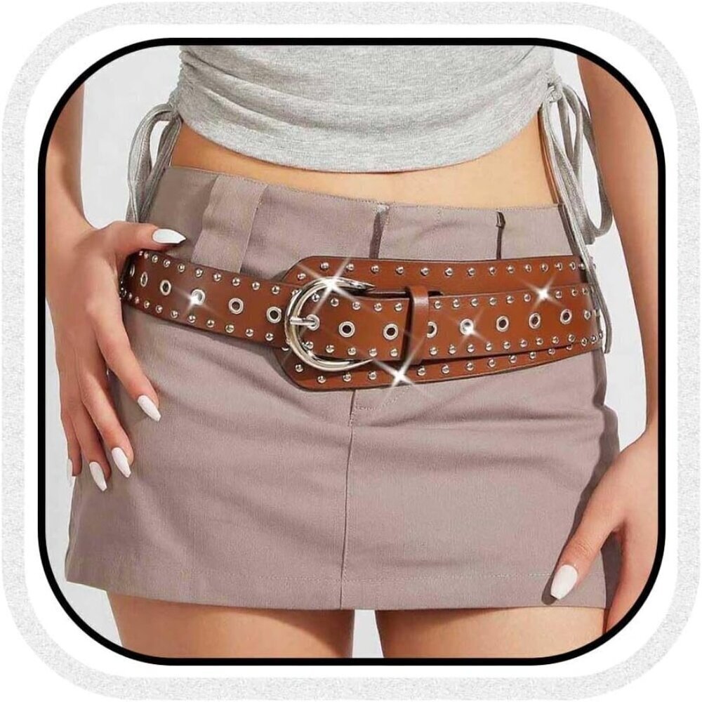Wide Leather Waist Belt for Women Punk Gothic Fashion Adjustable